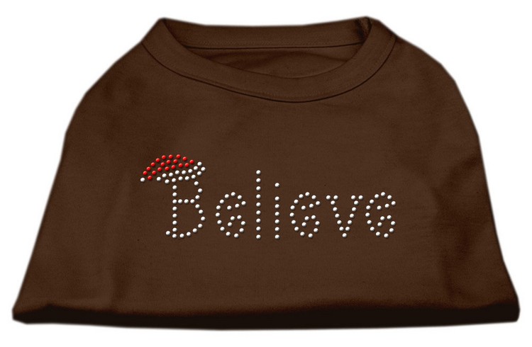 Believe Rhinestone Shirts Brown Med